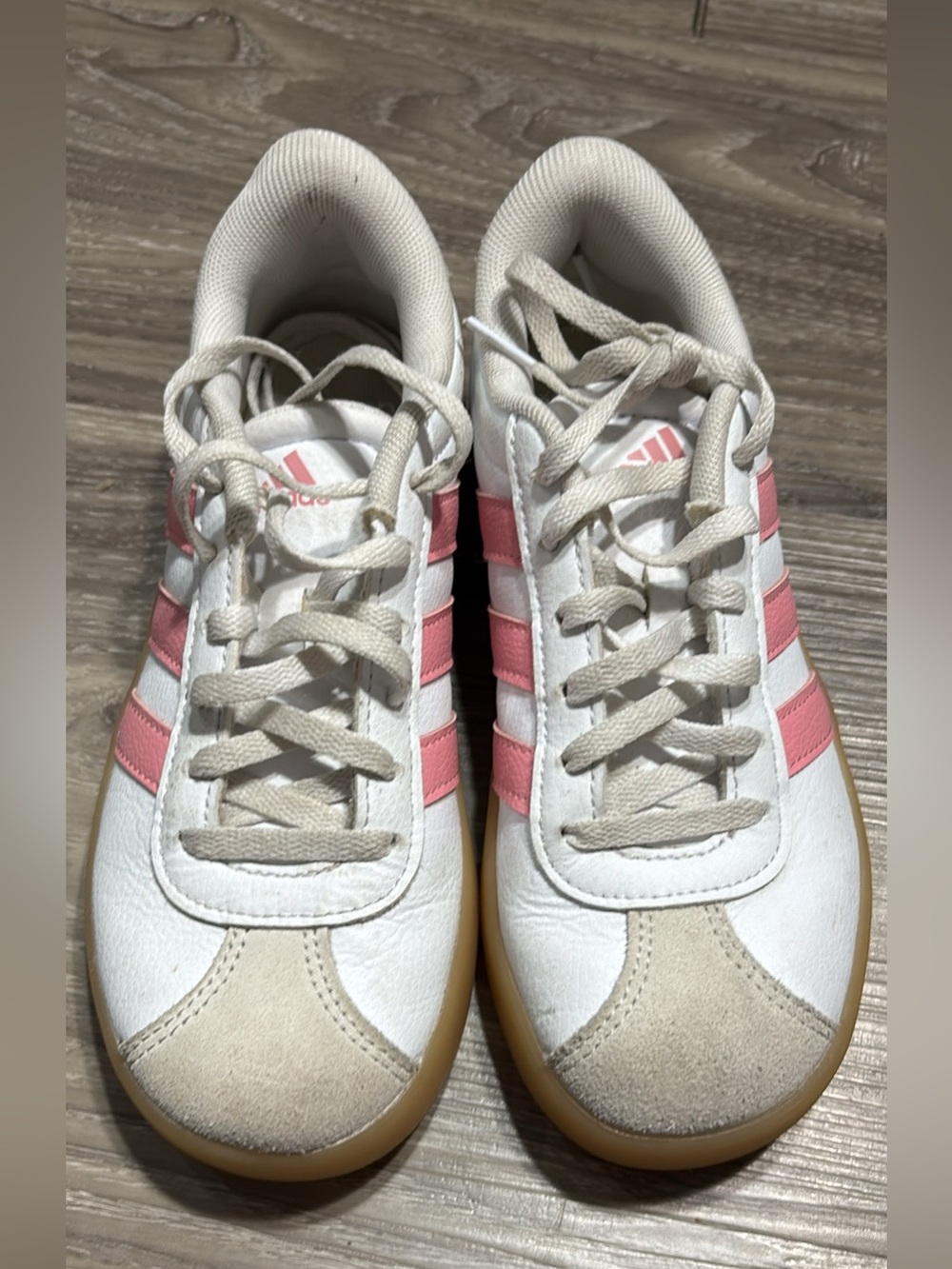 adidas Kids White & Pink Striped Sneaker